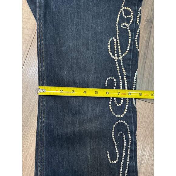Spiegel Embellished Silver Sequined Swirl Denim Bootcut Flare Jeans Size 6 - Picture 7 of 10